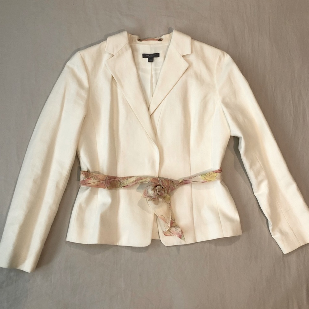 Ann Taylor Creme Blazer with Floral tie accent